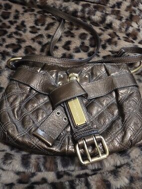 Marc Jacobs Metallic Bronze Quilted Shoulder Bag with Buckle